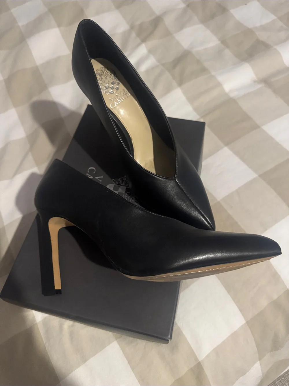 Vince Camuto Black Pointed Leather Pumps